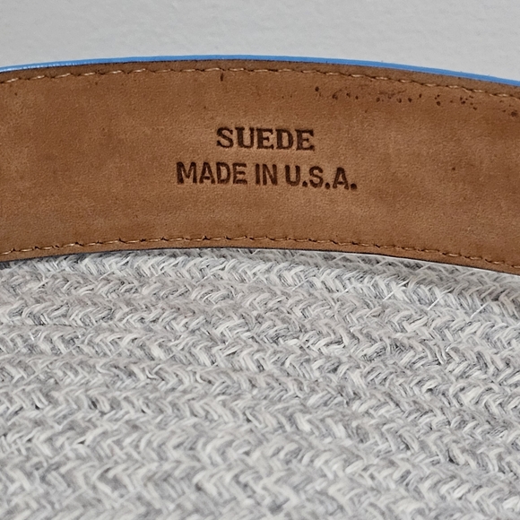 W. Kleinberg Gray Suede Blue Trim Detaial Genuine Leather Lined Luxury Belt USA - Picture 5 of 16